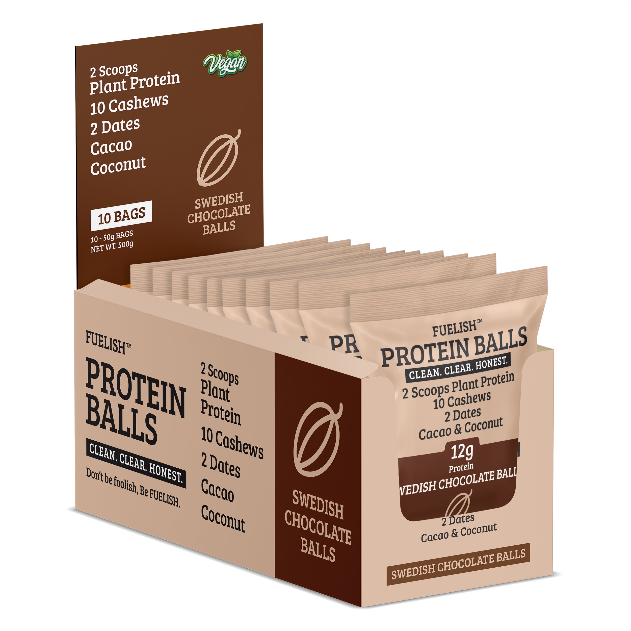Swedish Chocolate protein balls 10 pack plantbased
